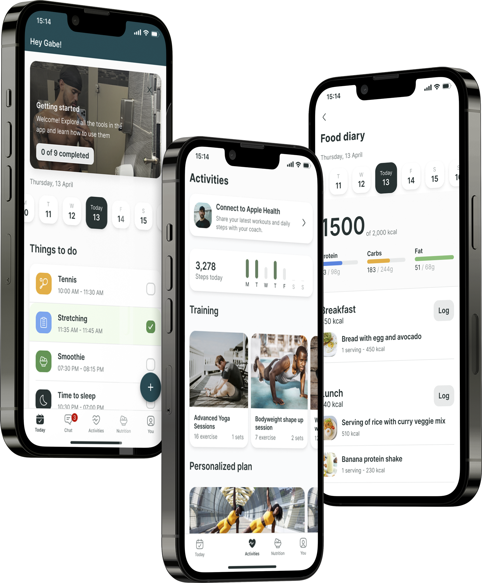 A mockup of the coaching app showcasing the features.